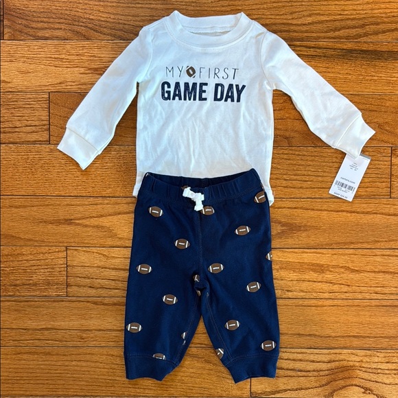 Carter's Football My First Game Day White and Navy Baby Outfit - Picture 1 of 3